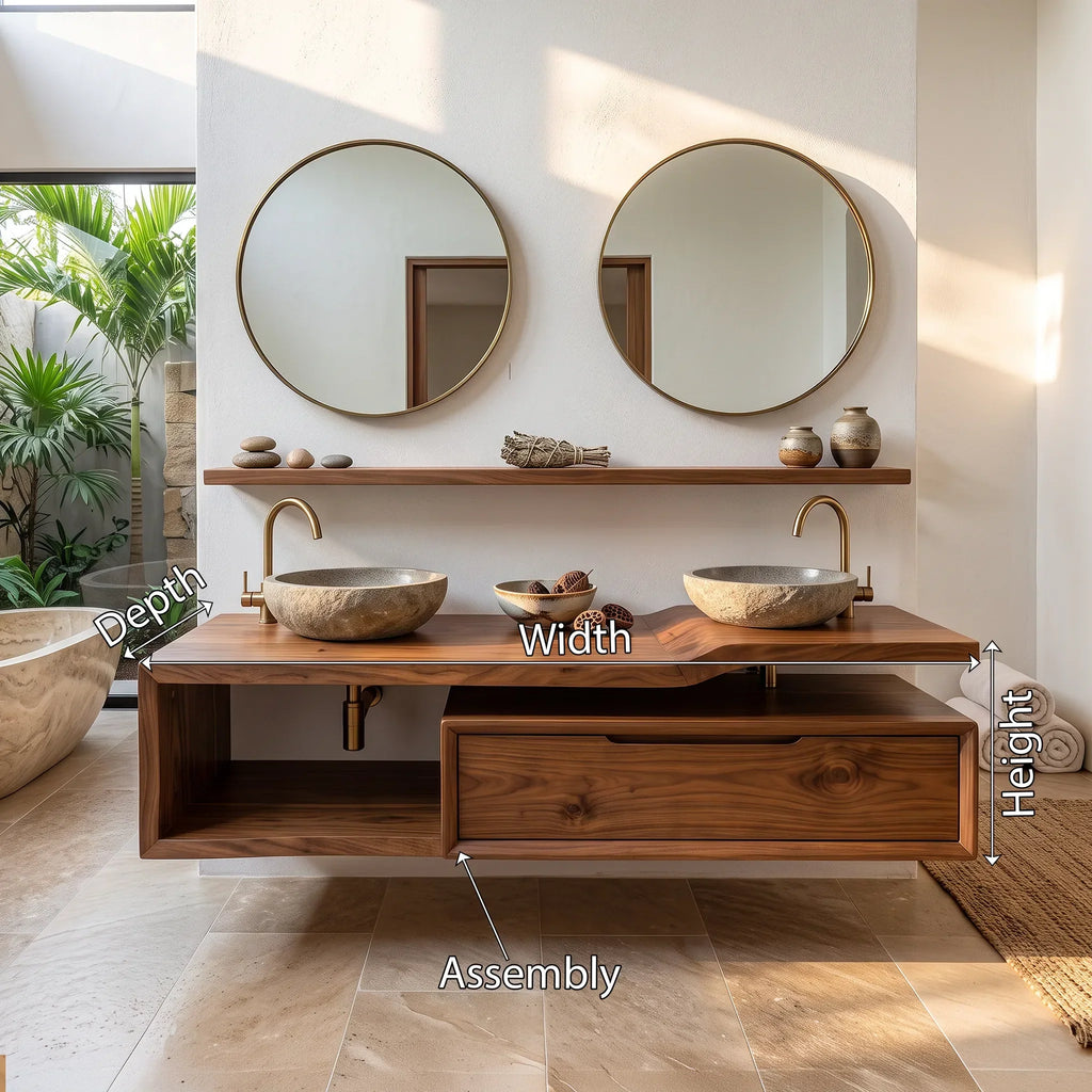 Mid Century Bathroom Vanity Cabinet Spa Bathroom, solid wood, built to order