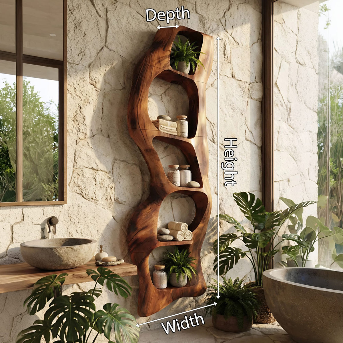 Contemporary Wall Shelf, solid wood, built to order