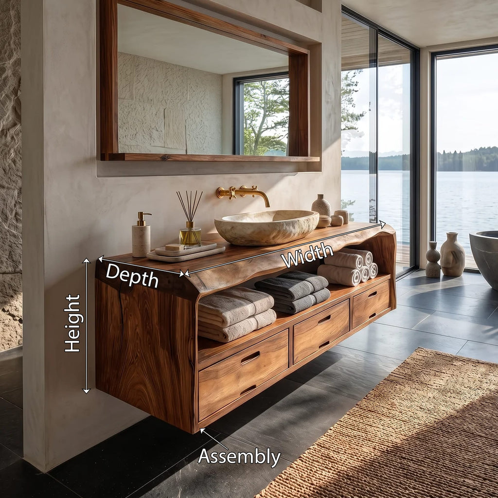 Farmhouse Floating Vanity, solid wood, built to order