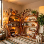 Tree Corner Bookshelf, solid wood, built to order