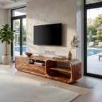 Curved Organic TV Stand Designer Residence, solid wood, built to order, view 8