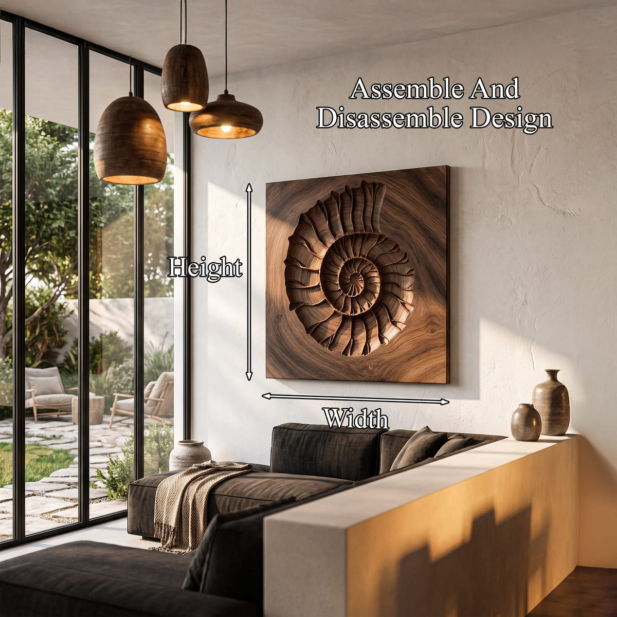 Rustic Ammonite Fossil Wall Decor, solid wood, built to order