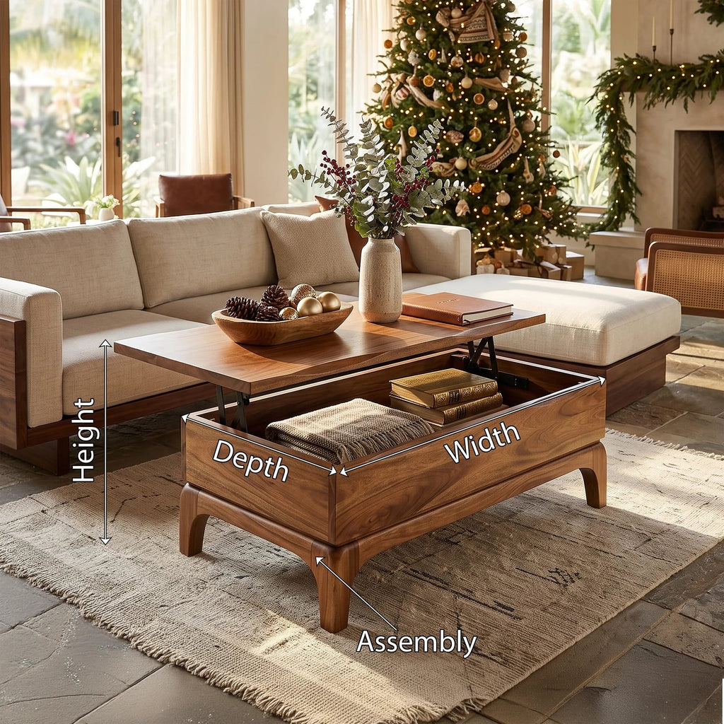 Handcrafted Coffee Table with Storage Home, solid wood, built to order