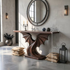 Contemporary Console Table with Sculptural Bat Wing Design, solid wood, built to order