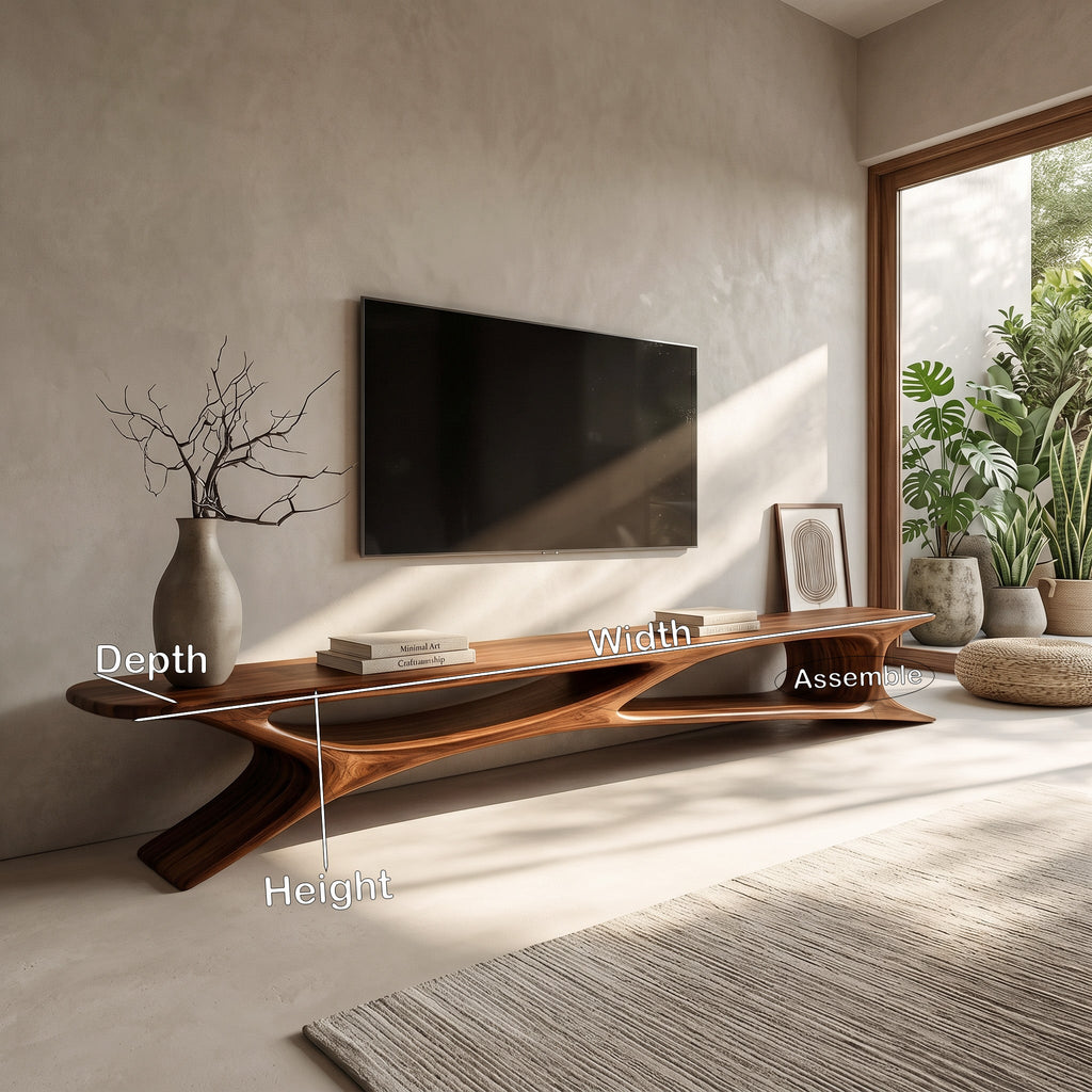 Sculptural TV Stand, solid wood, built to order, view 8