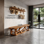 Contemporary Bench with Flowing Organic Design, solid wood, built to order