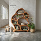 Mid Century Open Bookshelf, solid wood, built to order