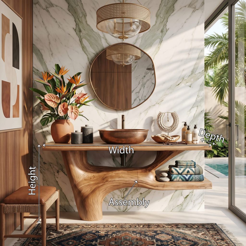 Handcrafted Vanity, solid wood, built to order