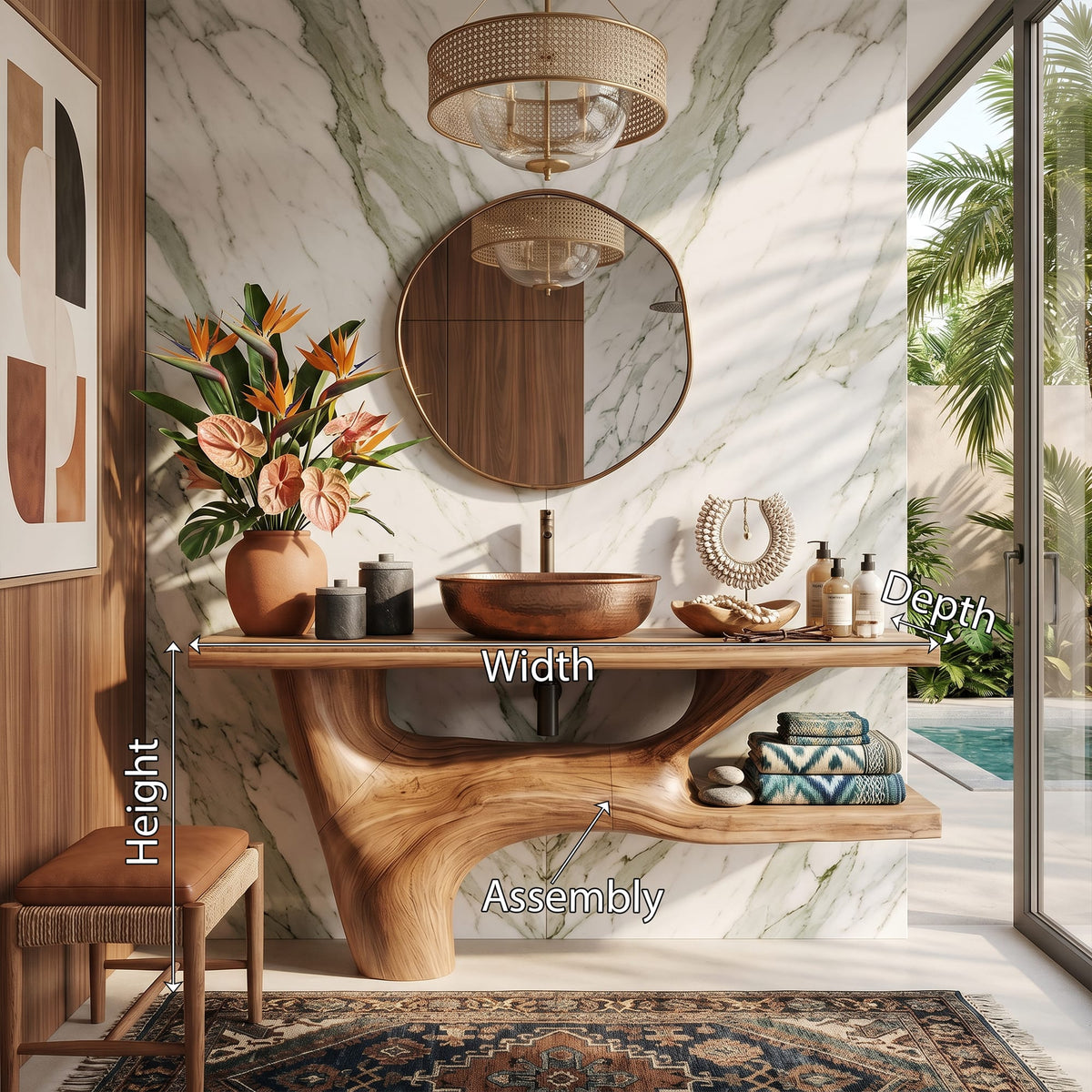 Handcrafted Vanity, solid wood, built to order
