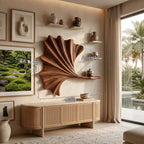 Contemporary Ginkgo Leaf Wall Shelf, solid wood, built to order