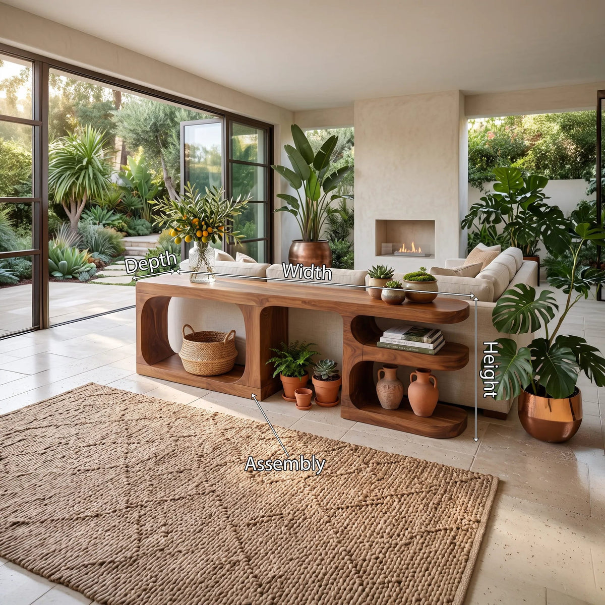 Contemporary Rounded Console Cabinet, solid wood, built to order