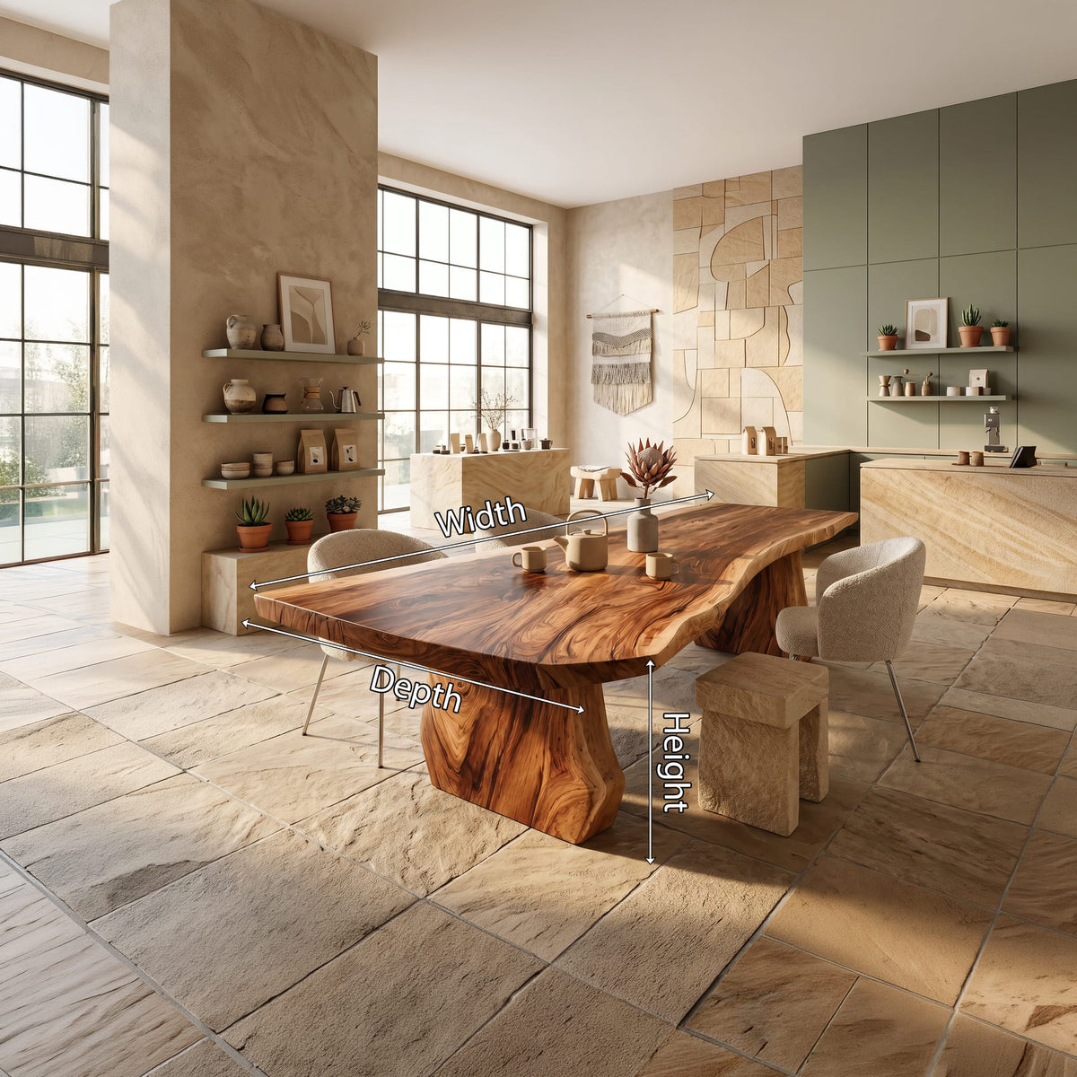 Contemporary Sculpted Base Dining Table, solid wood, built to order