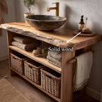 Rustic Bathroom Vanity Console Open Storage, solid wood, built to order