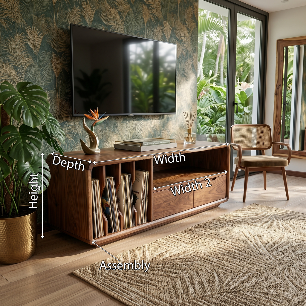 TV Cabinet Organic Curved Form, solid wood, built to order, view 8