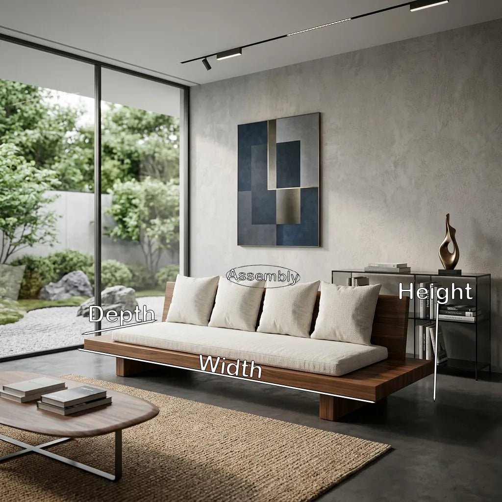 Minimalist Sofa with Cushions, solid wood, built to order, view 8