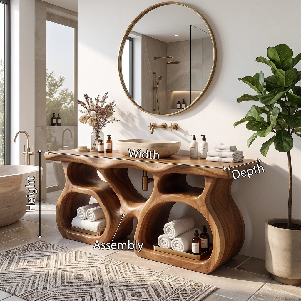 Mid Century Bathroom Sink Vanity Ensuite, solid wood, built to order