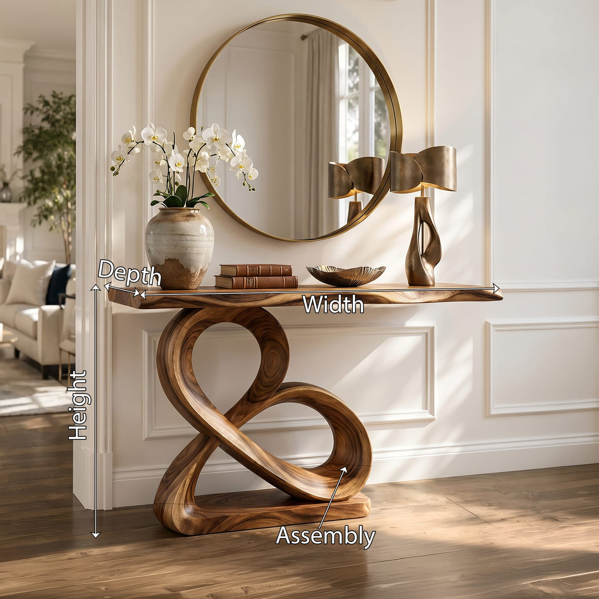 Loop Base Console Table Designer Hallway, solid wood, built to order