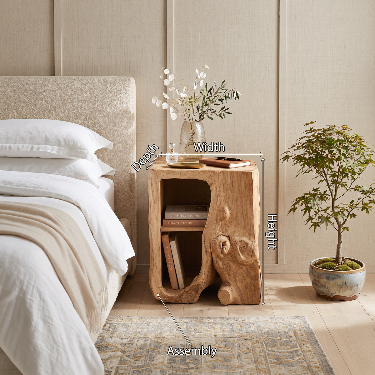 Farmhouse Live Edge Nightstand Bedroom Furniture Design, solid wood, built to order, view 8