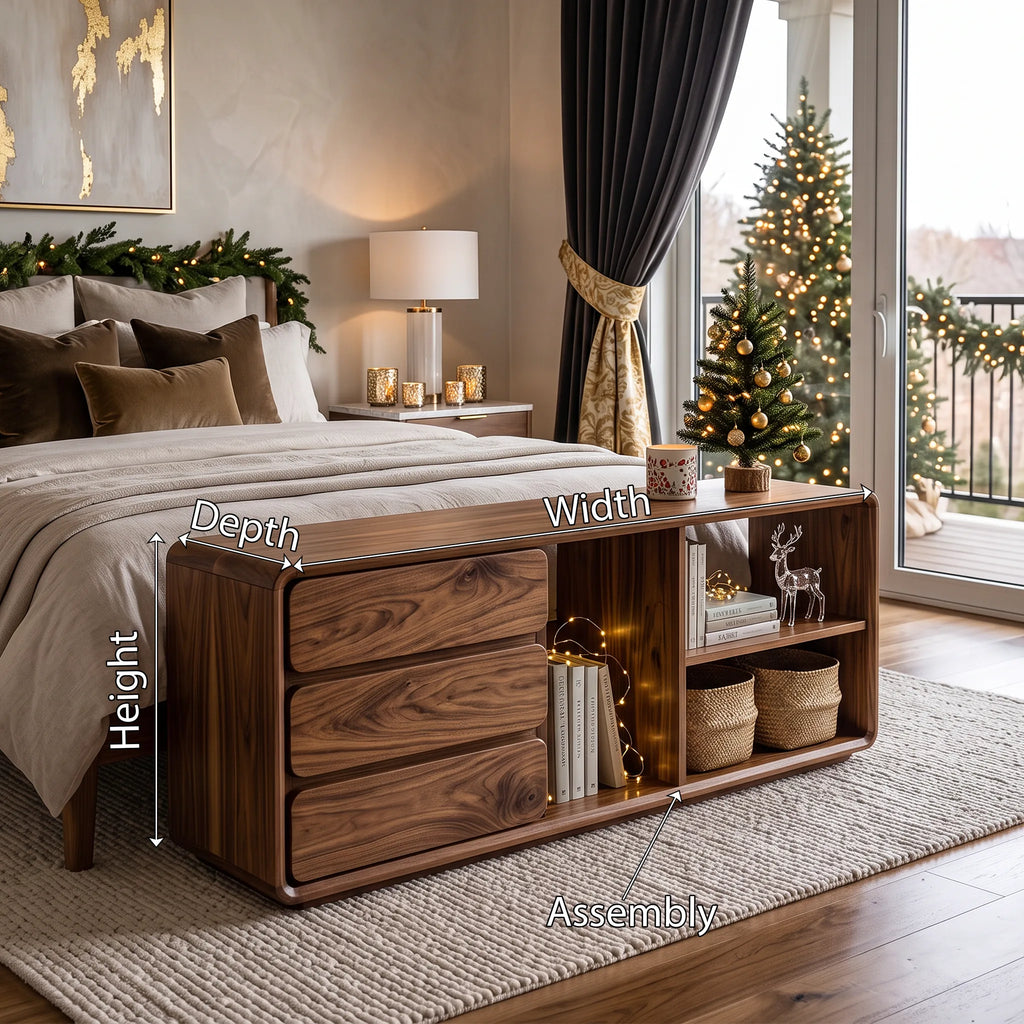 Minimalist Bedroom Storage Bench Reindeer Decor, solid wood, built to order, view 8