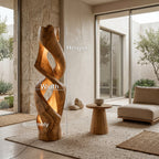 Contemporary Abstract Twisted Floor Lamp, solid wood, built to order, view 8