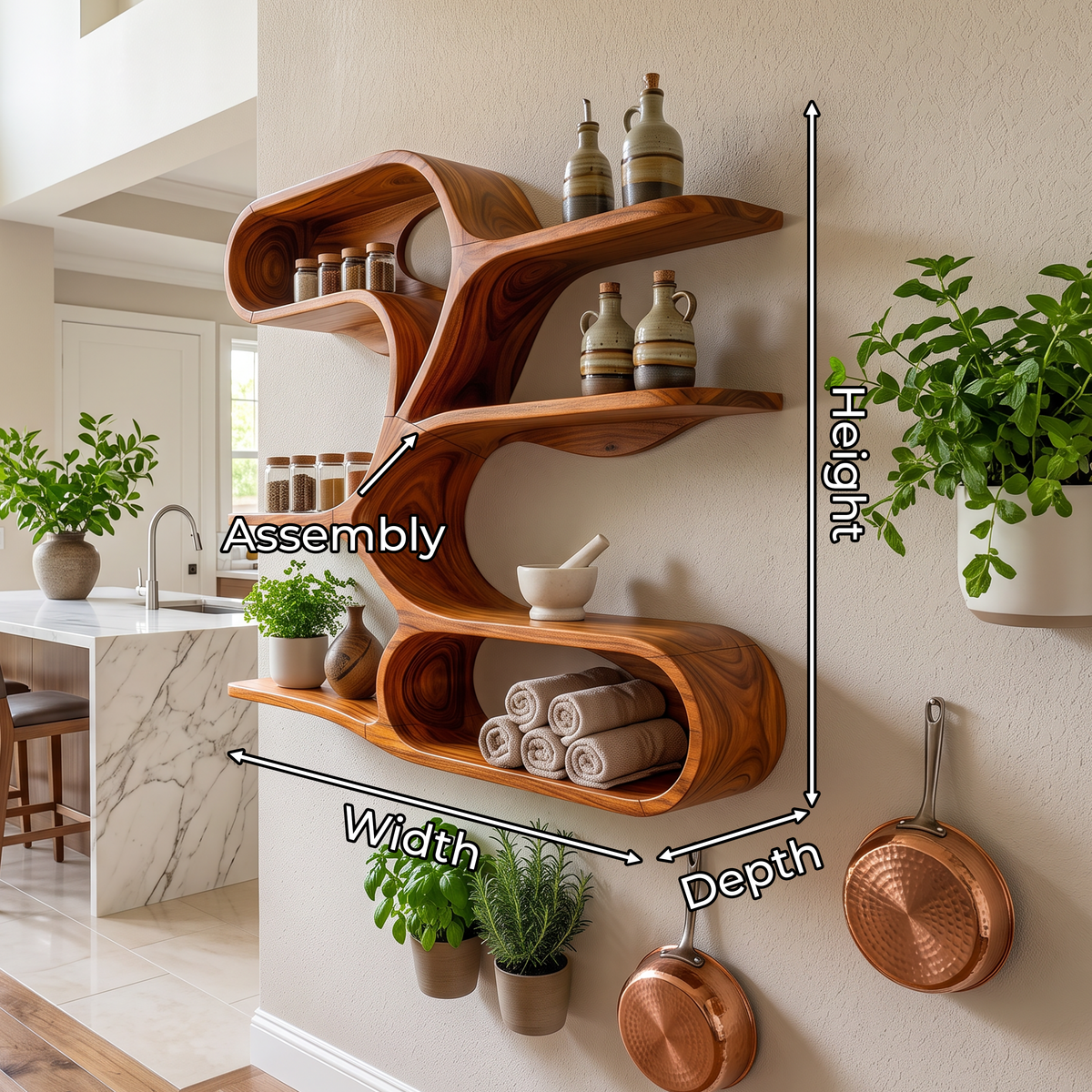 Organic Sculptural Wooden Wall Shelves, solid wood, built to order, view 8
