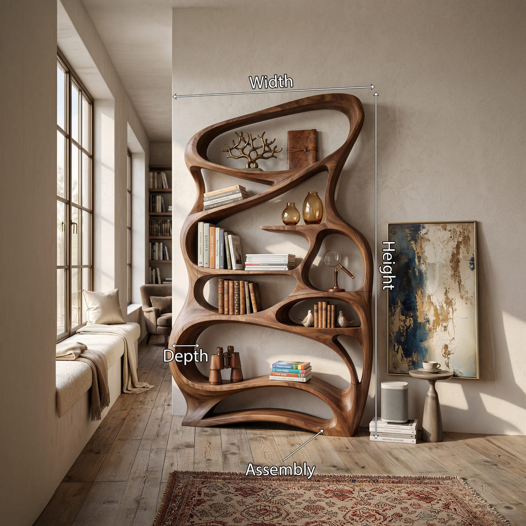 Contemporary Reading Shelf for Peaceful Reading Corner, solid wood, built to order