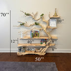 Tree Branch Standing Driftwood Shelf, solid wood, built to order