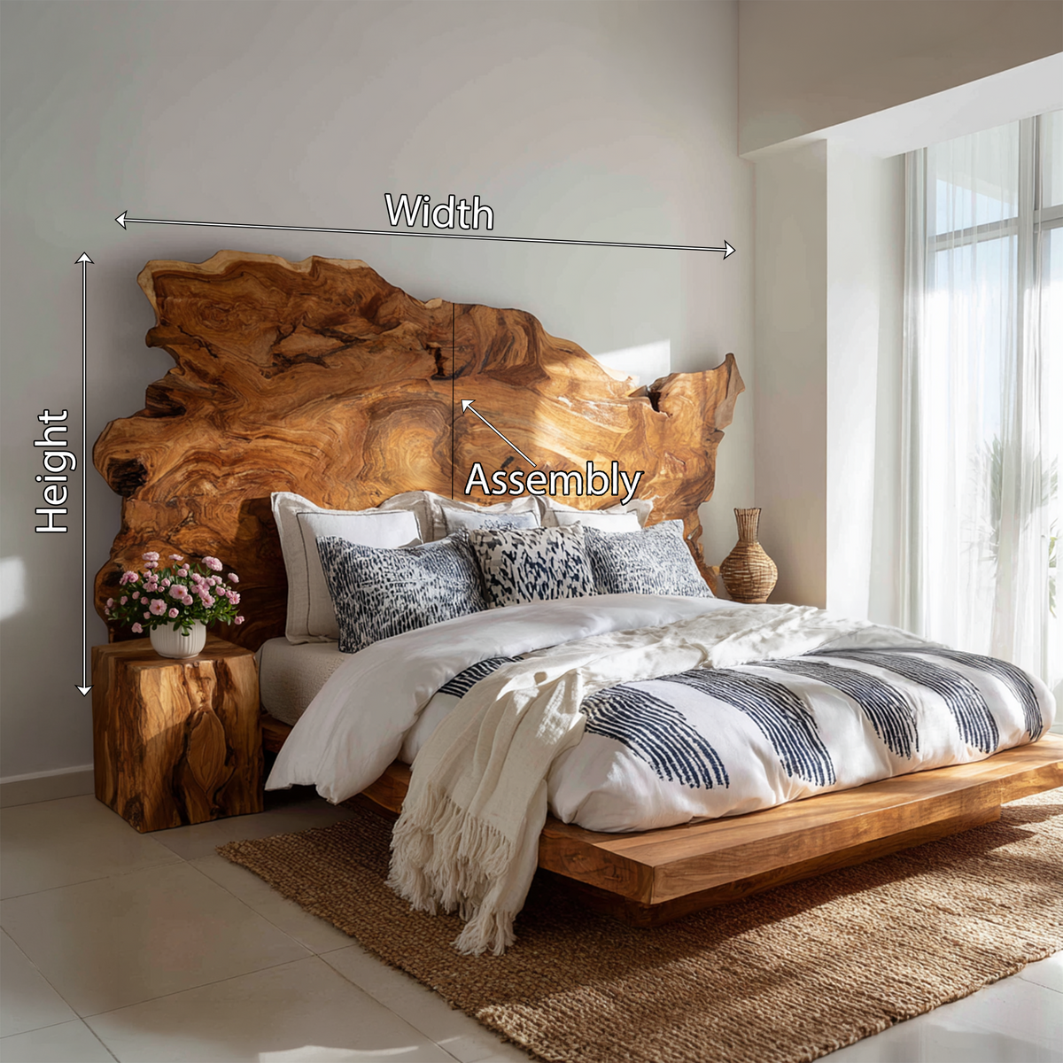 Organic Natural Live Edge Headboard, view 8