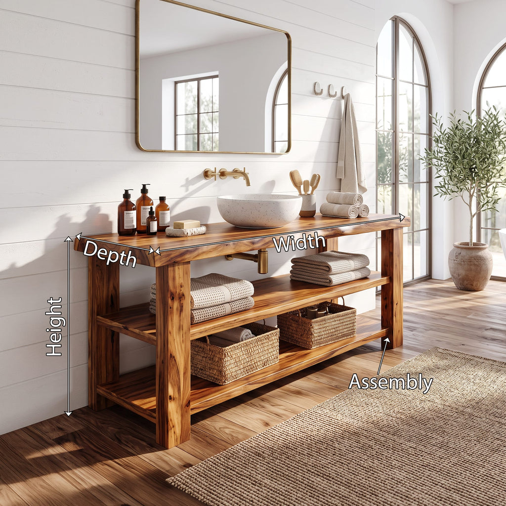 Farmhouse Vanity with Storage, solid wood, built to order