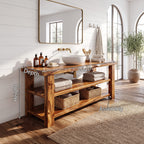 Farmhouse Vanity with Storage, solid wood, built to order