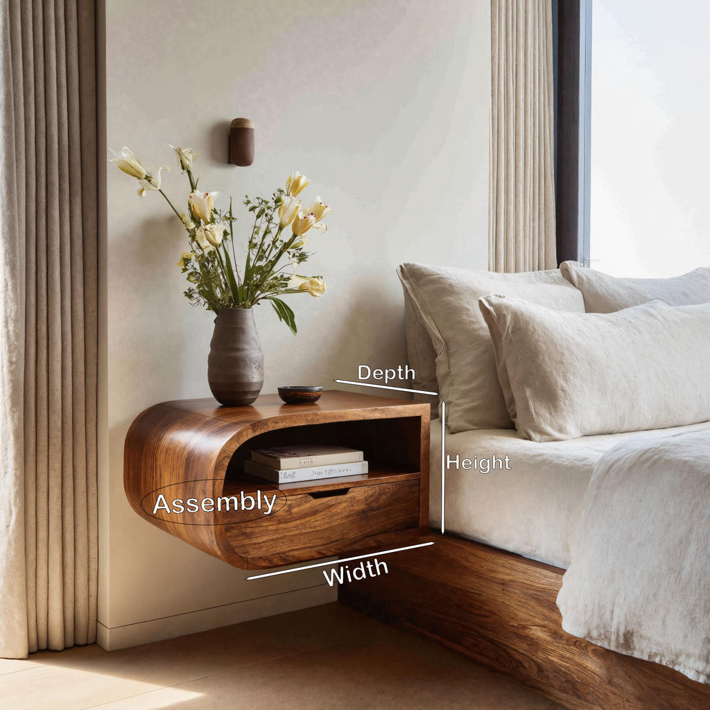 Minimalist Floating Nightstand with Storage, solid wood, built to order, view 8