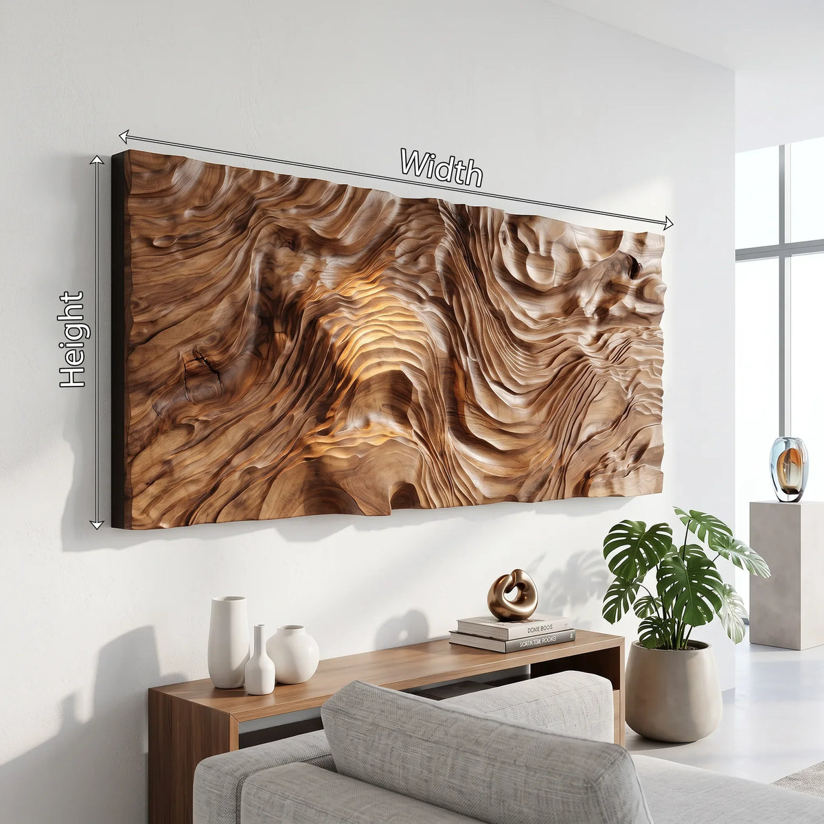 Organic Sculptural Wood Wall Art for Foyer, solid wood, built to order