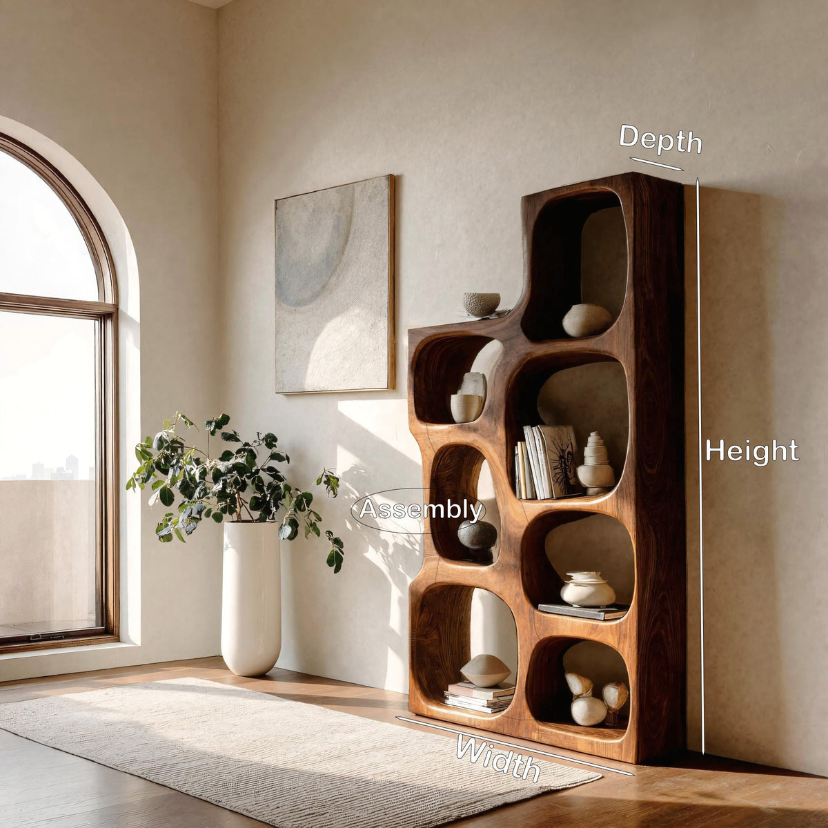 Organic Sculptural Wooden Bookshelf, solid wood, built to order, view 8
