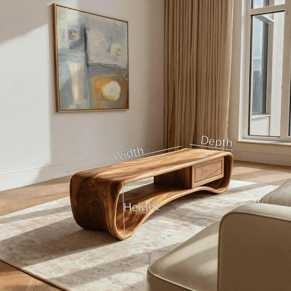 Handcrafted Coffee Table Compact Design, solid wood, built to order