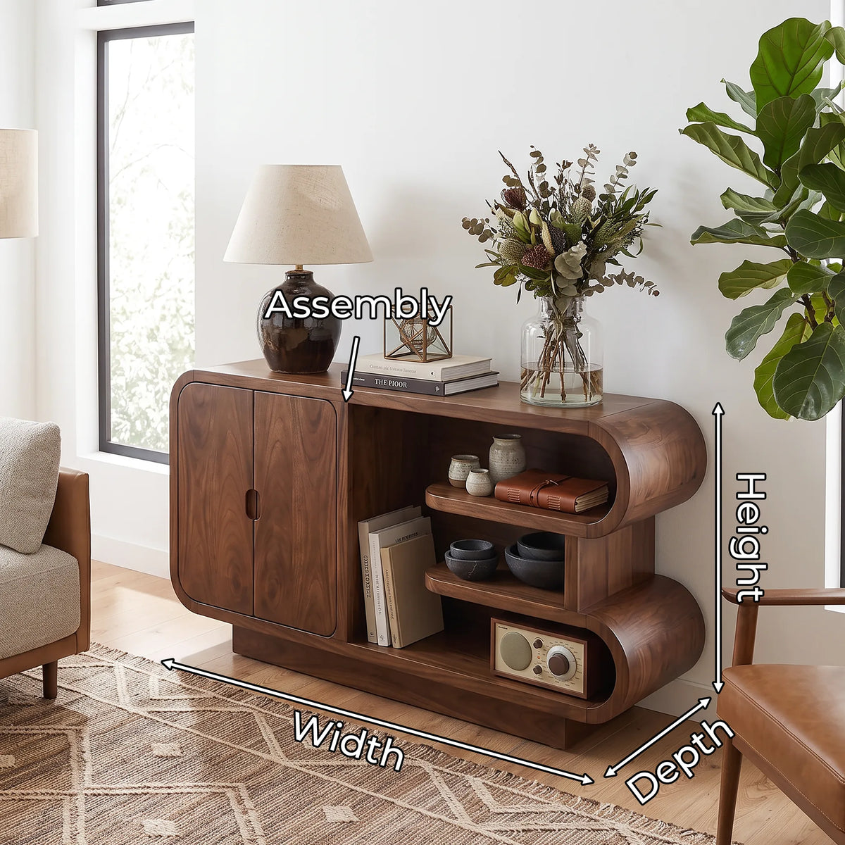 Organic Modern Storage Credenza Living Room, solid wood, built to order, view 2