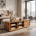 Minimalist Bedroom Storage Bench Shelves, solid wood, built to order, view 8