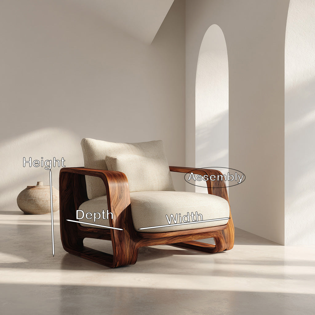 Organic Wooden Wide Armchair, solid wood, built to order, view 8