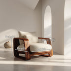 Organic Wooden Wide Armchair, solid wood, built to order, view 8