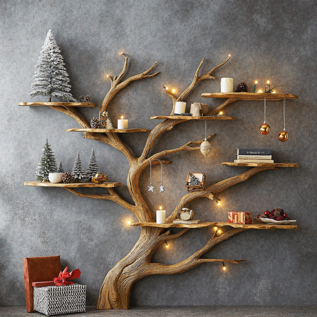 Tree Branch Montessori Bookshelf Mid Century Bookcase Home Decor, solid wood, built to order