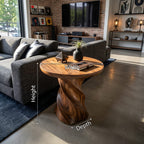 Industrial Pedestal Accent Table Loft Apartment, solid wood, built to order
