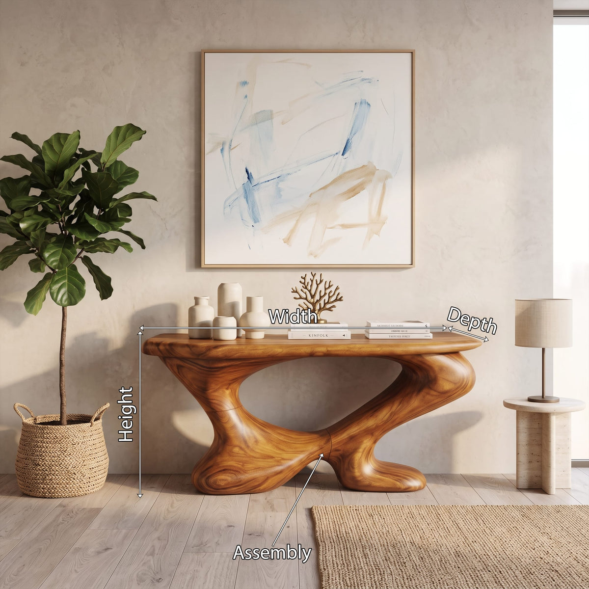 Farmhouse Chic Console Table Entryway Decor, solid wood, built to order