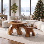 Handcrafted Round Coffee Table Apartment, solid wood, built to order