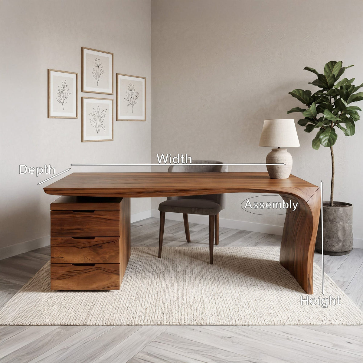 Modern Curved Workspace Desk