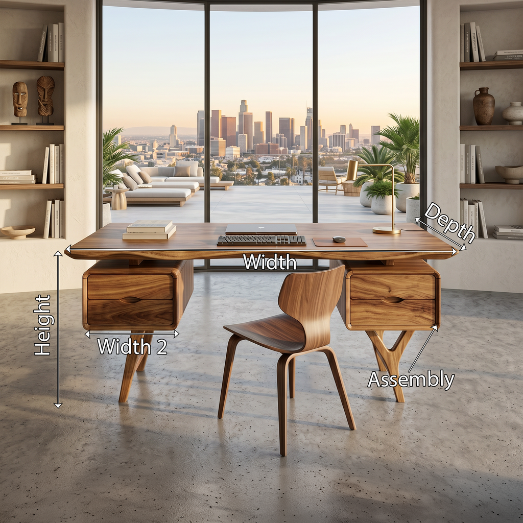 Organic Live Edge Executive Desk Coastal Office, solid wood, built to order, view 8