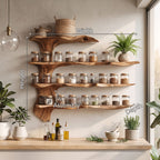 Mid Century Wooden Cabinet with Spice Rack, solid wood, built to order