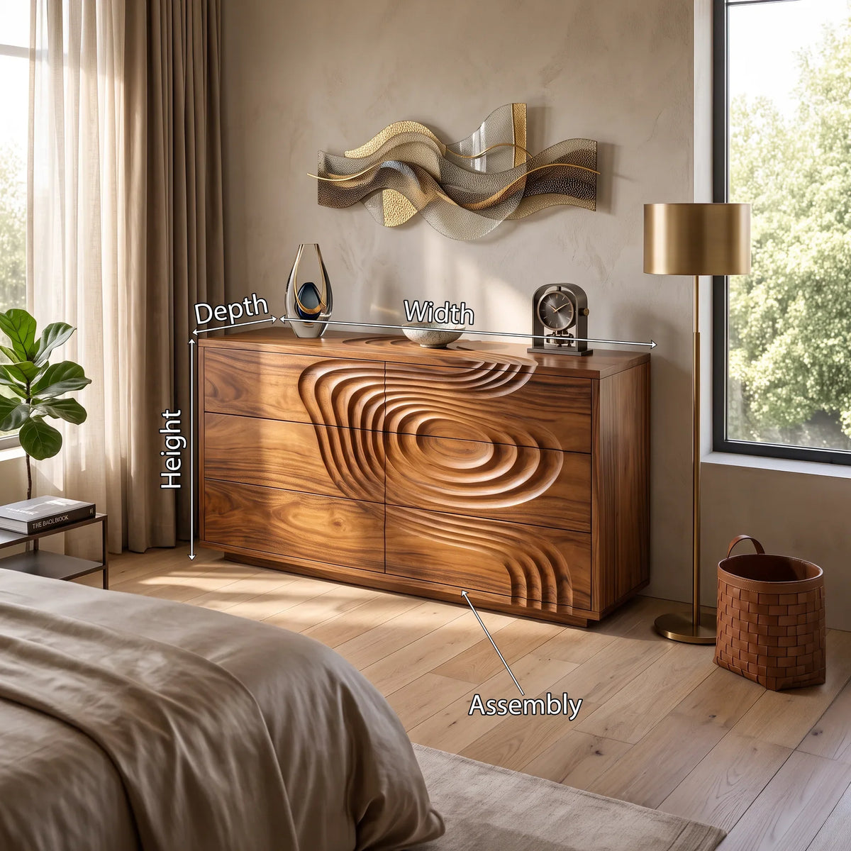 Organic Ripple Dresser, solid wood, built to order, view 8