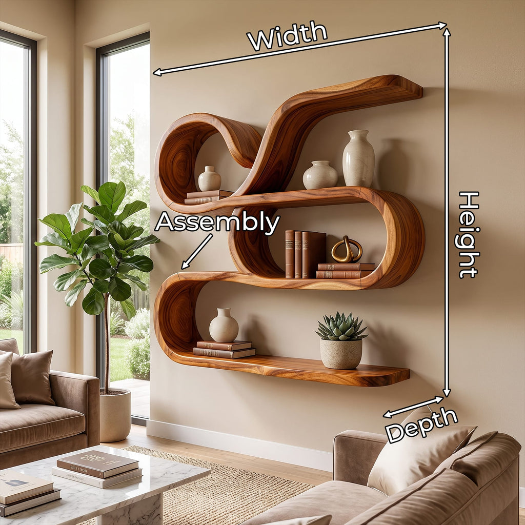 Coastal Floating Storage Shelves, solid wood, built to order