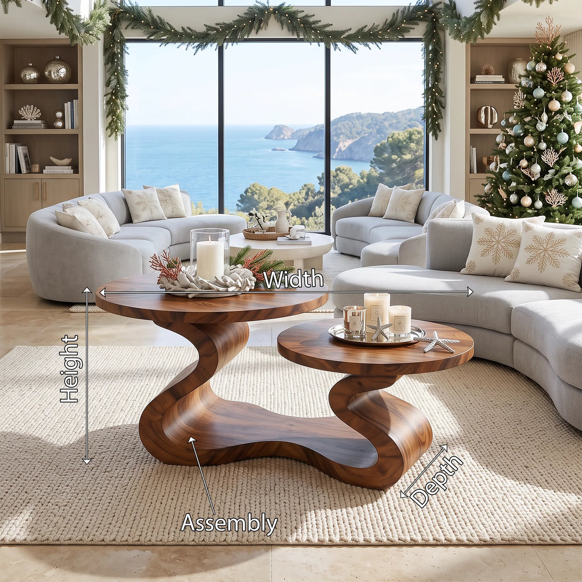 Organic Modern Round Coffee Table Residence, solid wood, built to order, view 2
