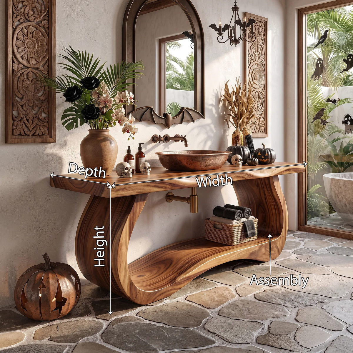 Mid Century Wood Bathroom Vanity Spa Bathroom, solid wood, built to order
