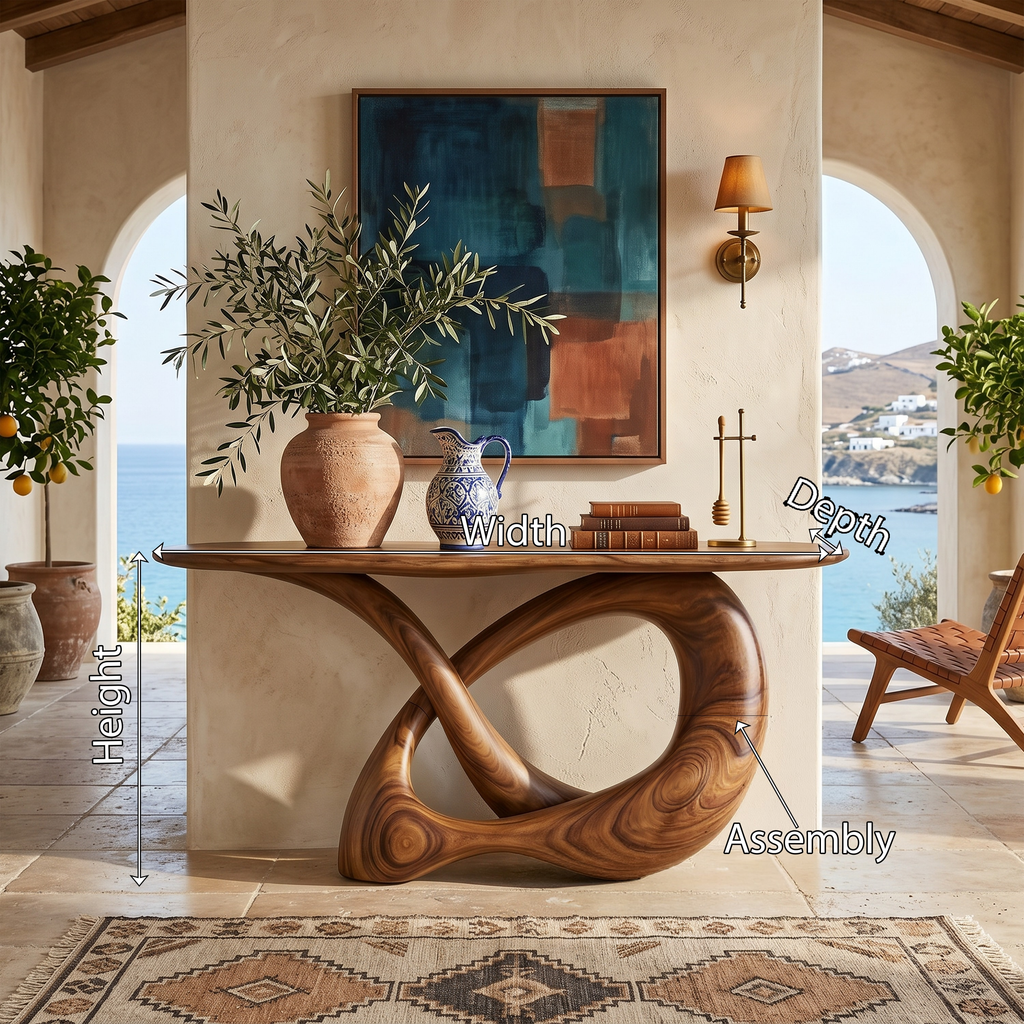 Modern Infinity Console Table Designer Interior, solid wood, built to order, view 8